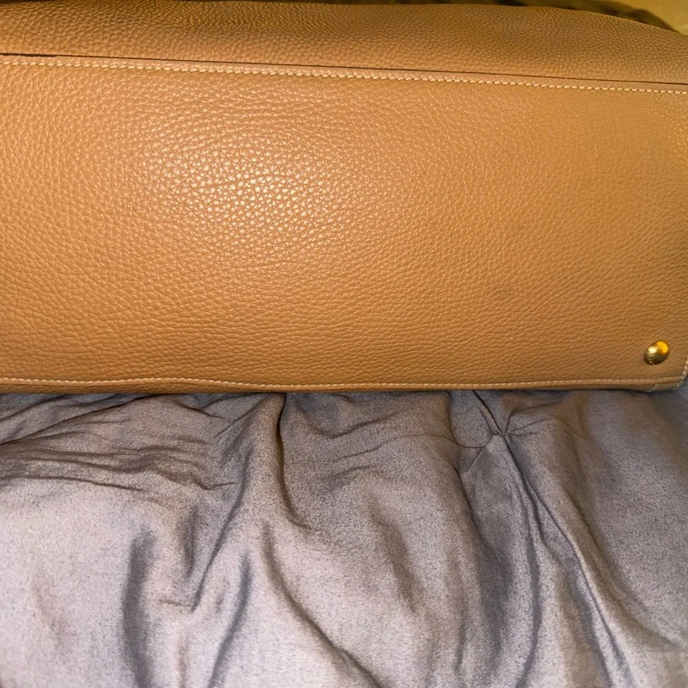 Prada Cognac Leather Tote with Gold Logo - Picture 3 of 16